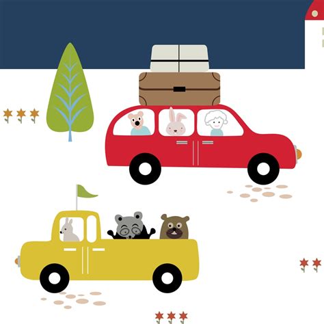 Animals Going on Picnic, Kids Room Wallpaper | Life n colors – Life n ...