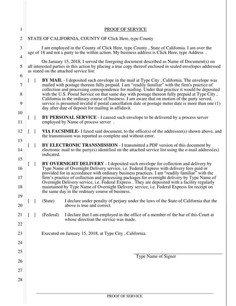Free Printable Proof Of Service Form Templates [PDF & Word]