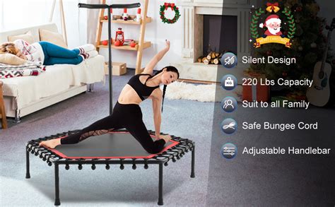 iris Fitness 45 inch Mini Trampoline with Adjustable handrail Handle ...