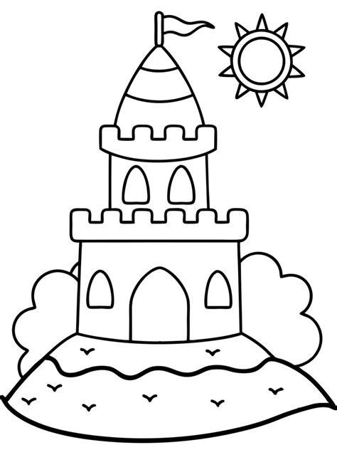 Sand castle summer coloring page fun designs for beach lovers | Premium ...