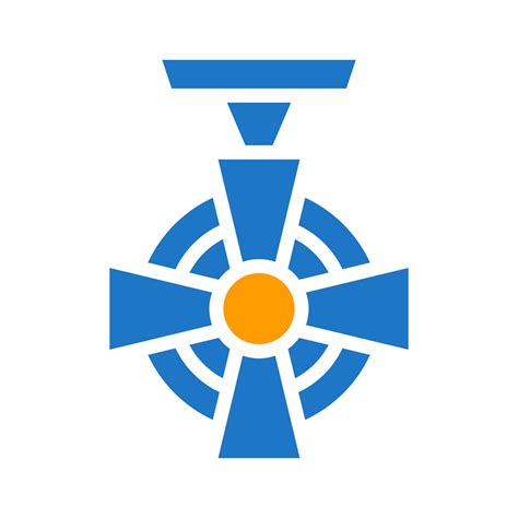 medal icon solid blue orange blue colour military symbol perfect ...