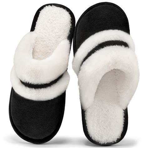 Ecetana Cozy Slippers for Women, Indoor Outdoor Fuzzy House Shoes ...