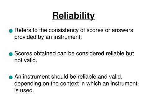 PPT - Reliability and Validity in Research PowerPoint Presentation ...