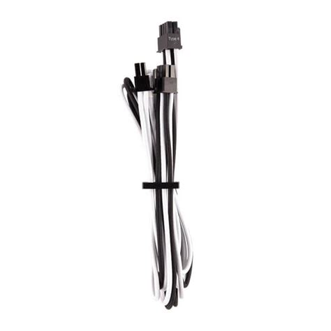 Corsair PCIe Single Connector Sleeved Cables Type 4 Gen 4 | White-Black