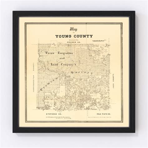 Young County Map 1879, Vintage Young County Map, Old Young County Texas ...