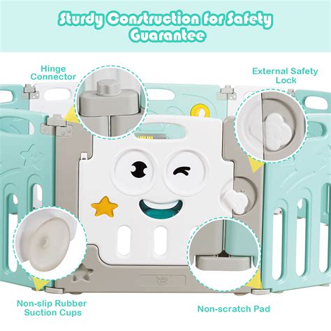 Buy Costway 14-Panel Foldable Baby Playpen Kids Activity Centre Lock ...