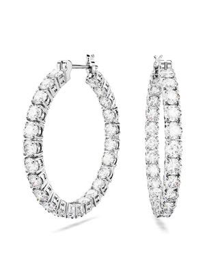 Buy SWAROVSKI Matrix Hoop Earrings Round Cut In White Rhodium Plated Online