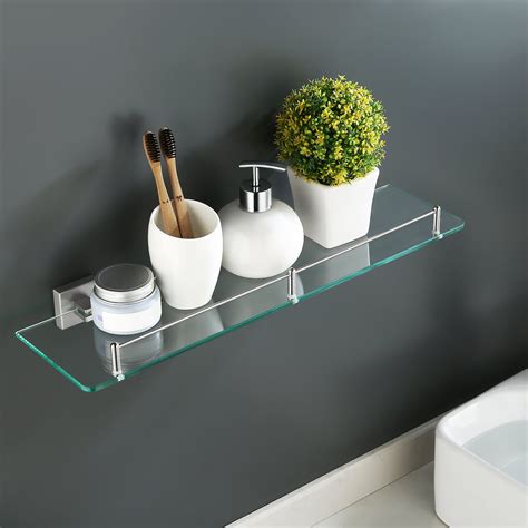 Ebern Designs Loveya Bathroom Glass Shelf 1 Tier Shower Caddy Bath ...
