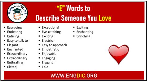 E Words to Describe Someone You Love - EngDic