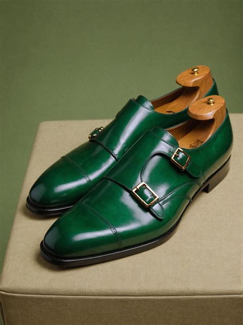 Green Leather Lysander Toe Cap Monk Straps – Costoso Italiano