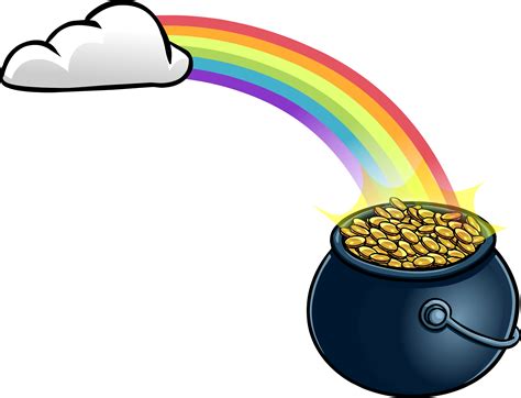 Pot Of Gold Rainbow, Vibrant Colors, Bright Spectrum, Whimsical Scene ...