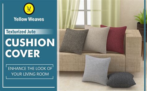 Buy Yellow Weaves Jute 250TC Cushion Covers, 24 X 24 inches ...