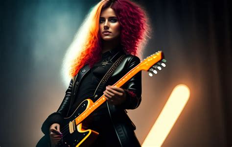 Wallpaper look, girl, light, pose, music, the game, guitar, redhead for ...