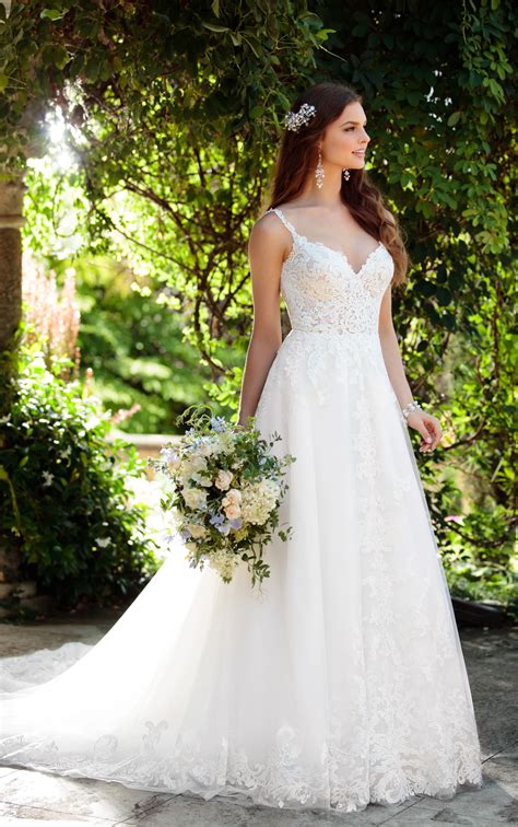 Romantic Boho Wedding Dress with Lace Train | Essense of Australia