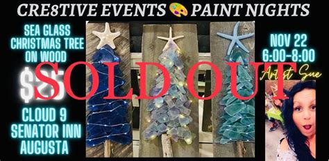 SOLD OUT $25 Paint Night - LIGHTED Sea Glass Christmas Tree on wood ...