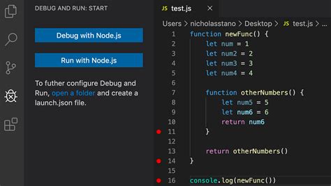 Run Node.js Code in Debug Mode Using Visual Code 的图像结果