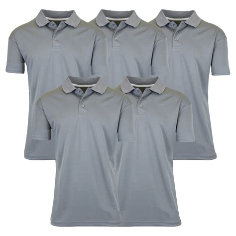 5-Pack Men's Dry Fit Polo Shirt, Moisture-Wicking, Stretch Knit ...