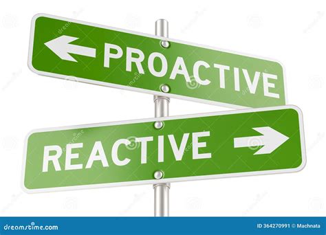 Proactive, Reactive - Outline Signpost With Two Arrows Royalty-Free ...