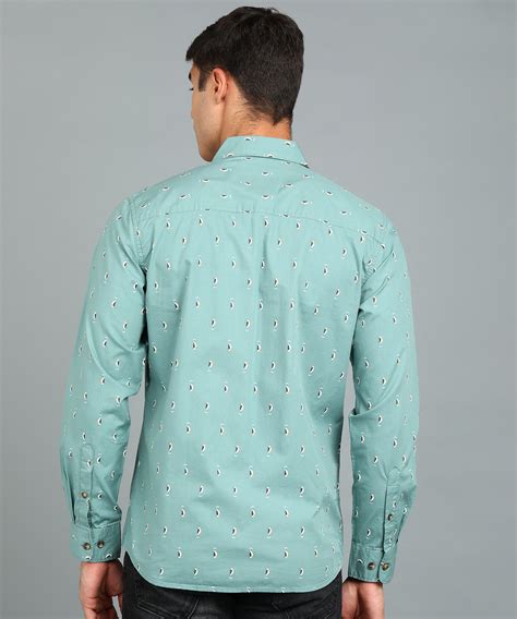Men's Green Cotton Full Sleeve Slim Fit Casual Printed Shirt – Urbano ...