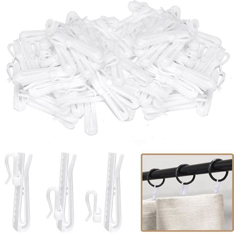 Amazon.com: Plastic Curtain Hooks, 80pcs Curtain Pinch Pleat Hooks ...
