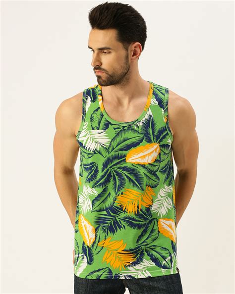Leaf Printed Green Gym Vest – Veirdo