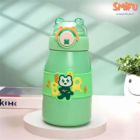 Bear Sipper Bottle for Kids - 500ml Leak-Proof Water Bottle with Adjus ...