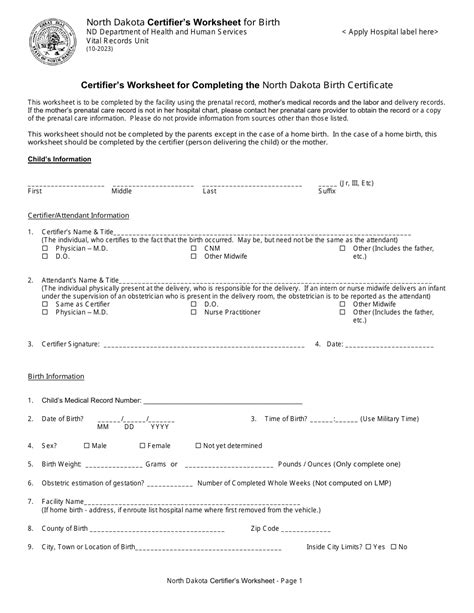 North Dakota Certifier's Worksheet for Completing the North Dakota ...