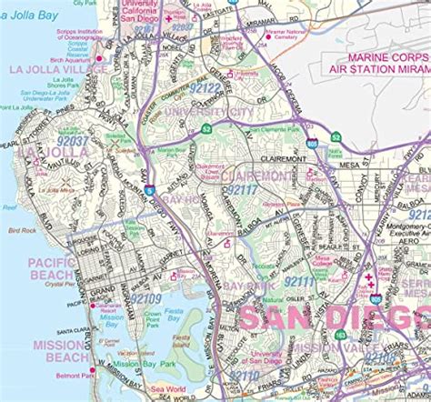 Greater San Diego, California JUMBO 48" × 72" Laminated Wall Map w/ZIP ...