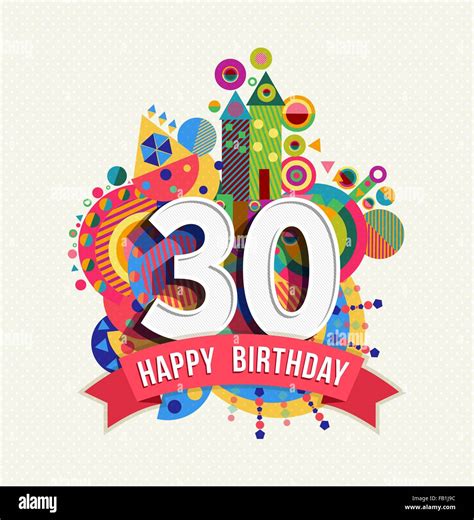 Happy Birthday thirty 30 year fun celebration greeting card with number ...