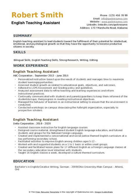 Bildergebnis für english resume example