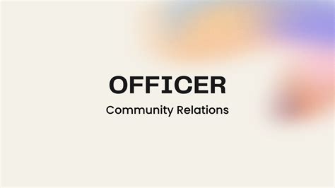 Officer (Community Relations) – APCCS