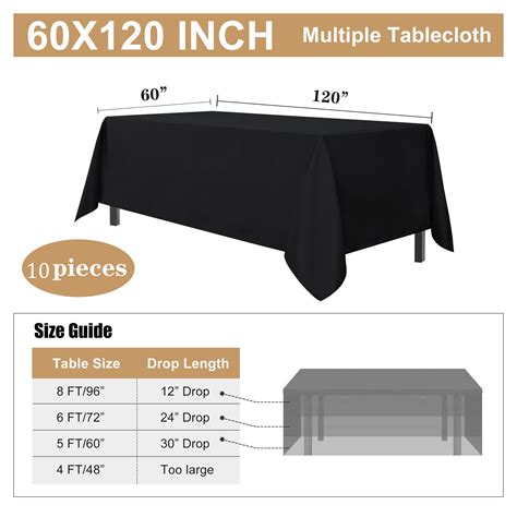 sancua 10 Pack Black Tablecloth 60 x 120 Inch, Rectangle Table Cloth ...