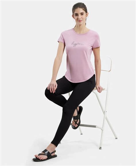 Buy Micro Modal Fiber Relaxed Fit Graphic Print Round Neck Half Sleeve ...