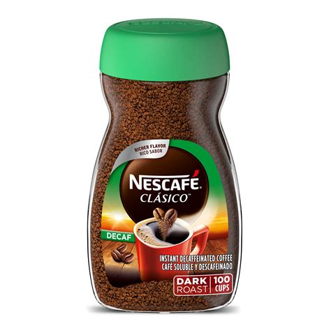 Nescafé Clásico, Instant Coffee, Decaf Dark Roast, 1 Jar
