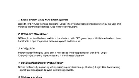 AI Practicals (CS101) Oral Exam Summary and Key Concepts - Studocu