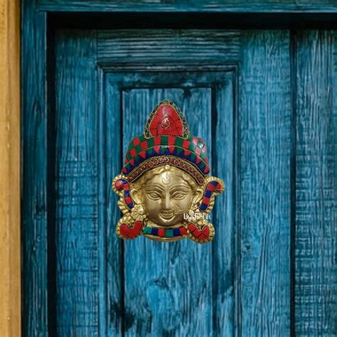 Buy Durga Maa Face Wall Mount Stonework - Budhshiv.com