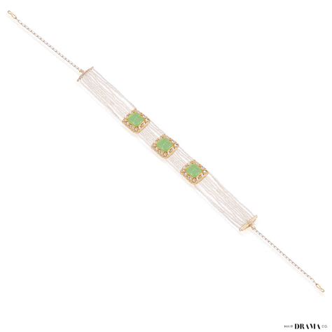 Gold Plated Hair Band - Elegant White Polki Pearls – Hair Drama Company