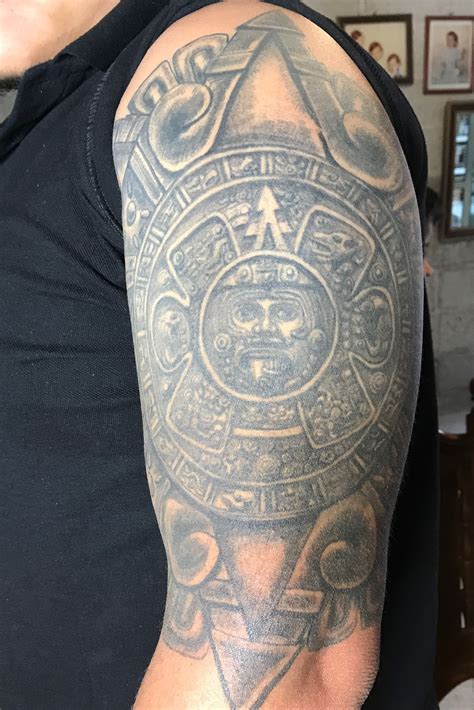 Aztec Calendar Sleeve Tattoos
