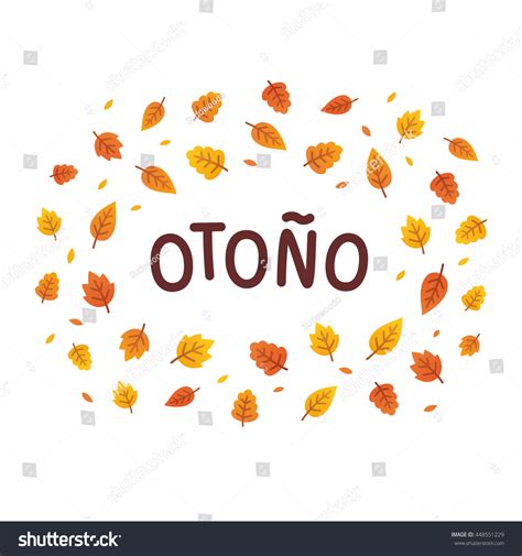 Otono Autumn Spanish Text Frame Autumn Stock Vector (Royalty Free ...