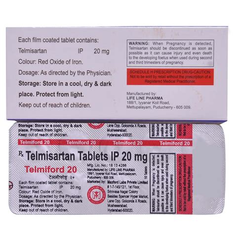 Telmiford 20 Tablet 10's Price, Uses, Side Effects, Composition ...