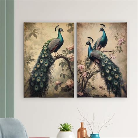 Buy Brezza Peacock Set of 2 Canvas Picture Frames - 40x60cm from Home ...