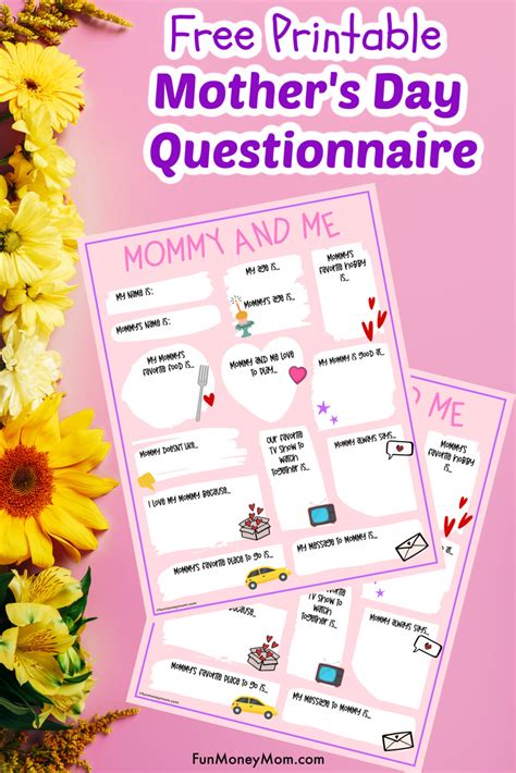 Mother's Day Questionnaire Free Printable - Fun Money Mom