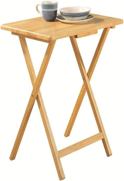 Aamen Wooden Folding Table Laptop Table Natural Wood Side Table ...