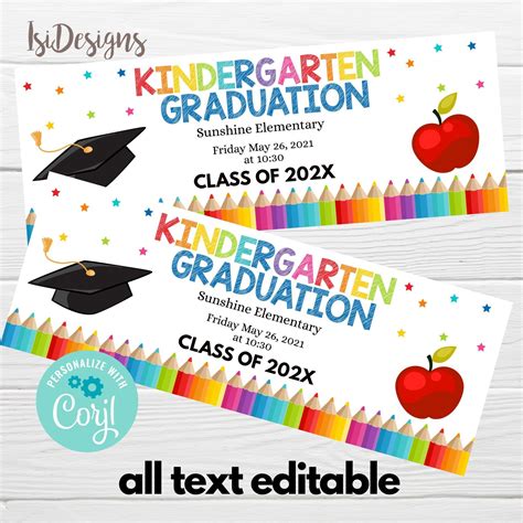 Kindergarten Graduation Ceremony Ticket, Instant Download, Graduation ...