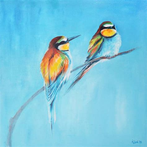 Bee-eaters birds, wildlife acrylic painting on canvas Painting by ...