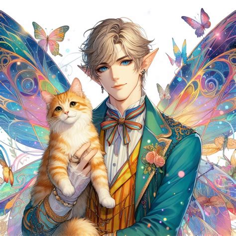 Fairy With A Cat Illustration Free Stock Photo - Public Domain Pictures