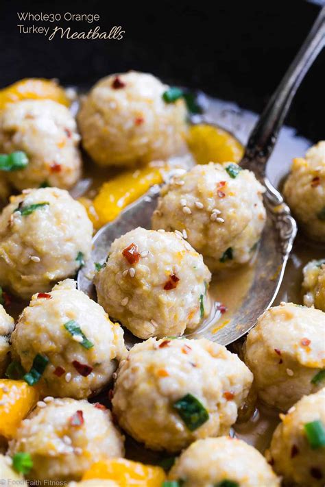 Orange Whole30 Turkey Paleo Meatballs | Food Faith Fitness