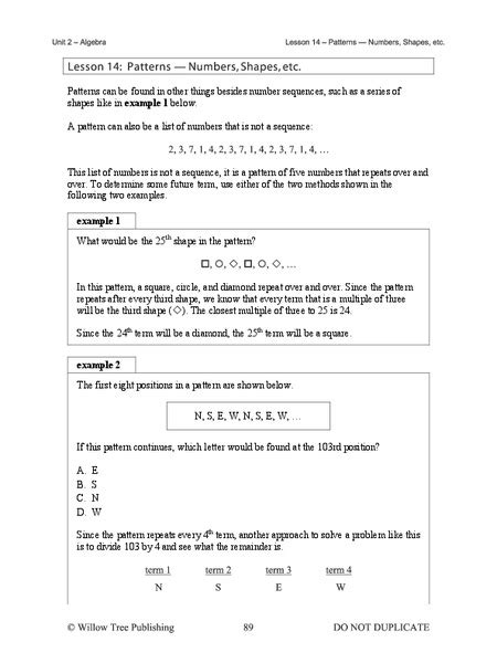 Image result for Number Patterns Lesson Plan