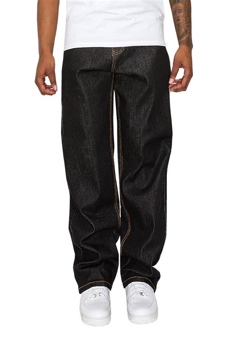 Victorious Men's Essential Baggy Raw Denim Jeans DL998 Black 40/32 ...