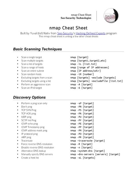 Nmapcheatsheet 1 - read - nmap Cheat Sheet See-Security Technologies ...